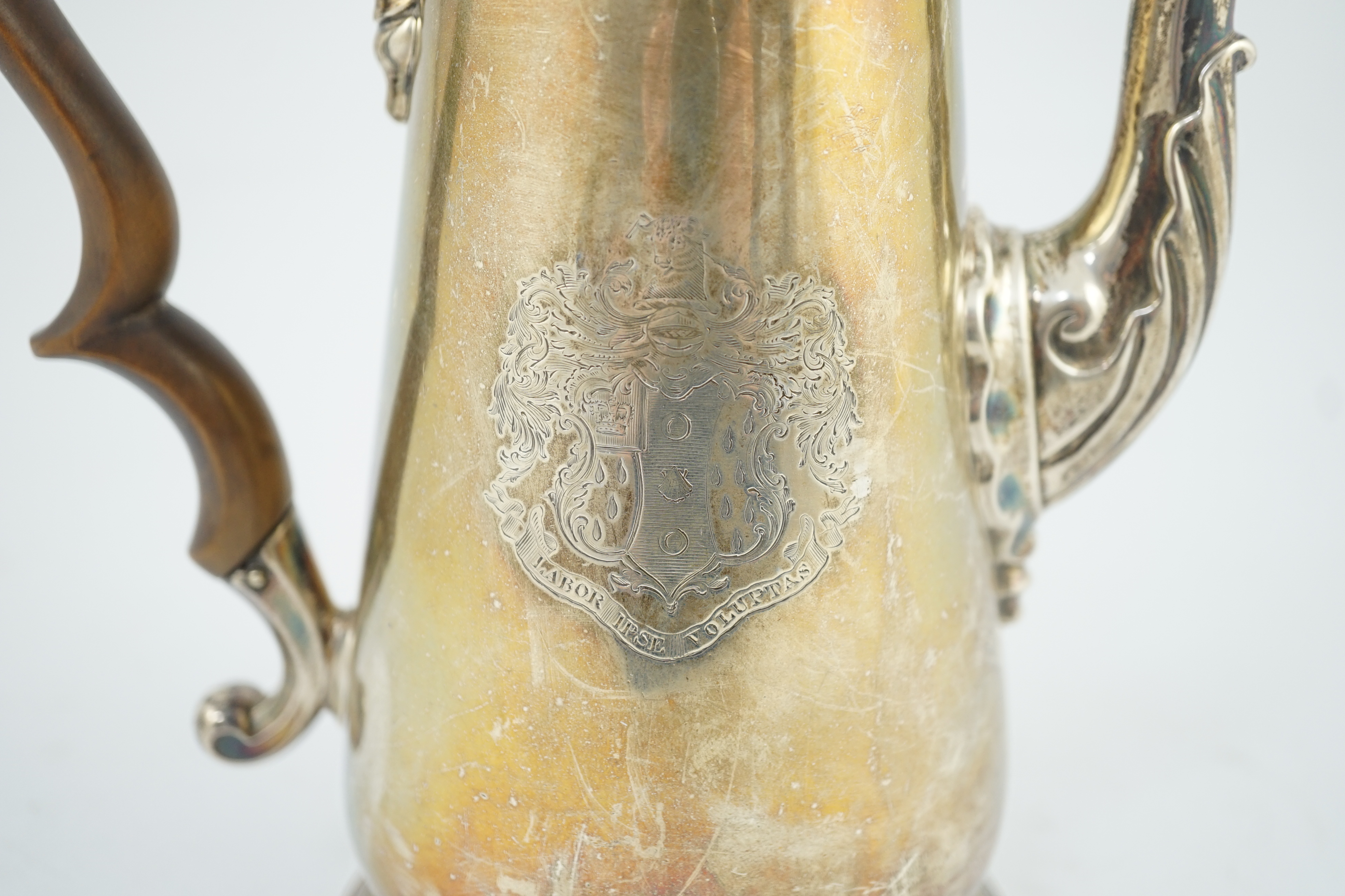 A George II silver coffee pot, by Thomas Whipham